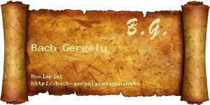 Bach Gergely névjegykártya